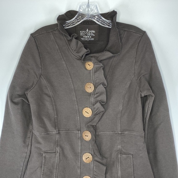 Neon Buddha Brown Big Button Stretch Jacket Size Small - Picture 2 of 8